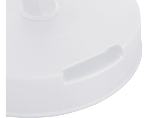 Detailansicht eines weißen Kunststoffeimers mit Tragegriff