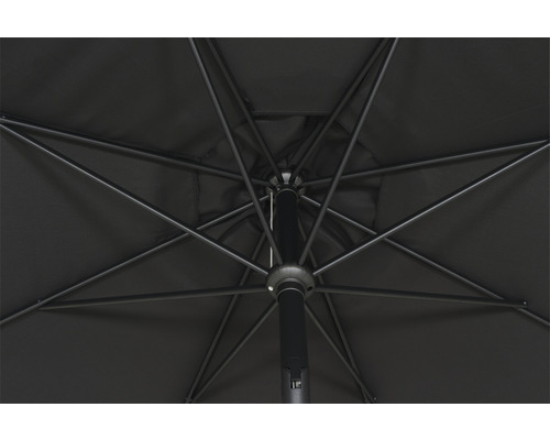 Ansicht von unten auf einen Gartenschirm mit Streben