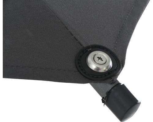 Detailaufnahme eines Sonnenschirms mit Schraube