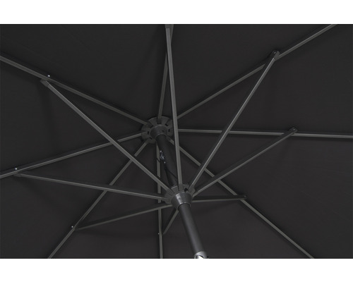 Unterseite eines Sonnenschirms mit Metallgestell