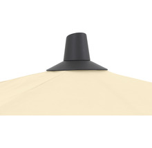 Detailansicht eines Sonnenschirms mit schwarzer Spitze