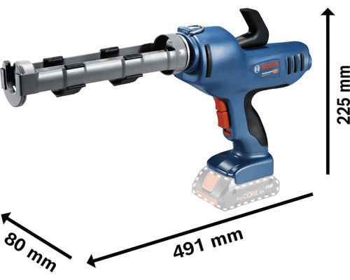 Bosch Professional Akku-Kartuschenpistole mit Abmessungen