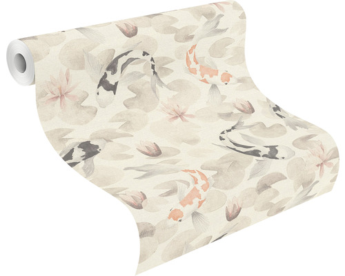 Tapetenrolle mit Koi Karpfen und Seerosen Design