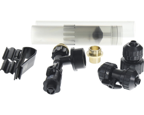 Gartenschlauch-Zubehörset mit transparentem Rohr, T-Stück, Schlauchstück und Halterung