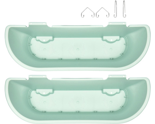 Zwei Kunststoff-Balkonkästen mit Haken zur Aufhängung