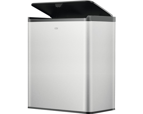 Abfalleimer aus Edelstahl mit offenem Deckel