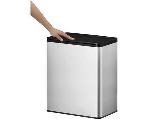 EKO Madison Abfalleimer 50 Liter – Edelstahl Grau, Fingerabdruckresistent, Mit Trittpedal & Dämpfer