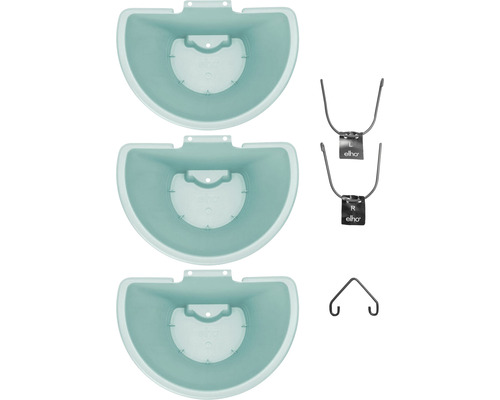 Drei Wandtöpfe aus Kunststoff mit Aufhängung