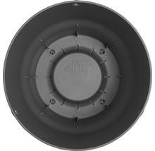 Innenansicht eines grauen Pflanztopfs mit Elho Logo.