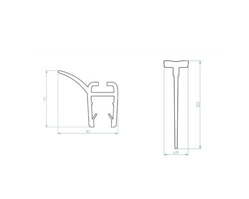 Technische Zeichnung eines Dichtungsprofils mit Maßangaben