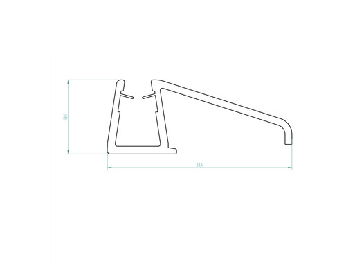 Technische Zeichnung eines Profils mit Maßangaben