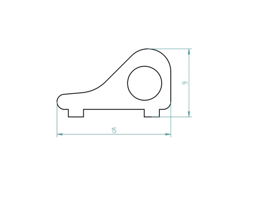 Technische Zeichnung eines Profils mit den Maßen 15 und 6