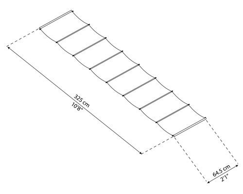 Skizze eines Sonnensegels mit Maßangaben