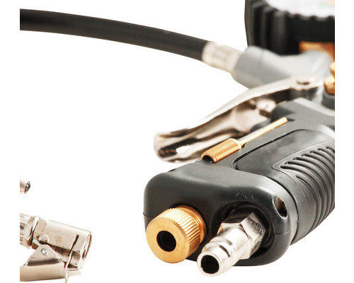 Reifenfüller mit Manometer und verschiedenen Adaptern