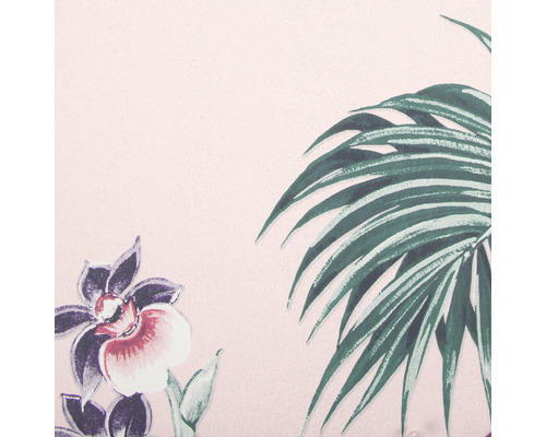 Detail einer Tapete mit Blumen- und Palmenmuster