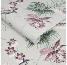 Tapete mit Blumen- und Vogelmuster
