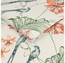 Tapetenrolle mit Vogel und Blumenmuster