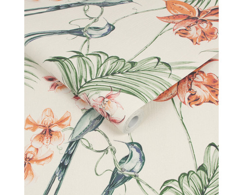 Tapetenrolle mit Vogel und Blumenmuster