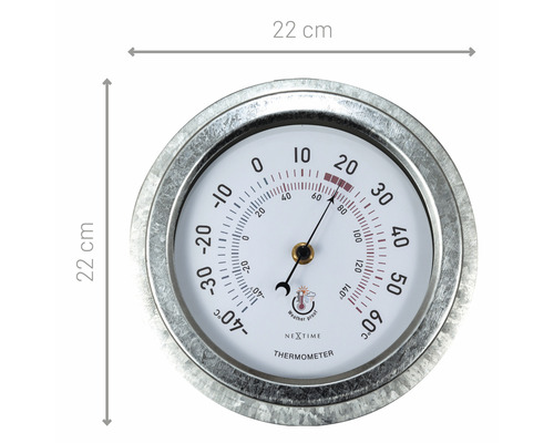 Wetterfestes Thermometer mit 22 Zentimeter Durchmesser