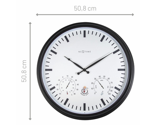 Wanduhr mit Thermometer und Hygrometer, Durchmesser 50,8 cm