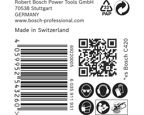 Produktverpackung mit Barcode, QR-Code und Sicherheitshinweisen