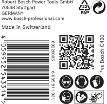 Produktverpackung mit Informationen zu Hersteller, Barcode, QR-Code und Sicherheitsvorkehrungen
