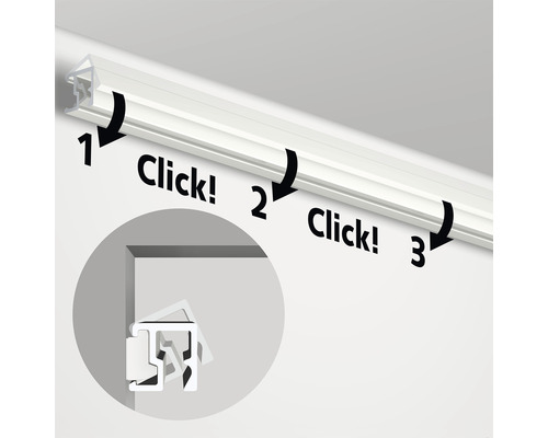 Illustration eines Montageclips für Paneele mit Klick-System