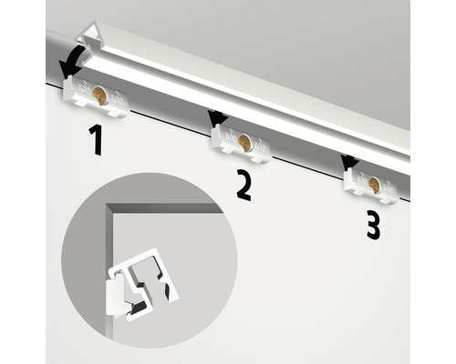 Befestigung einer LED-Leiste in drei Schritten