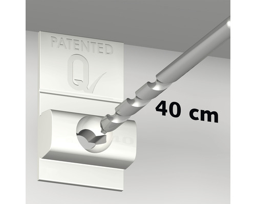 Bohrer mit einer Länge von 40 Zentimetern wird in eine patentierte Vorrichtung eingesetzt
