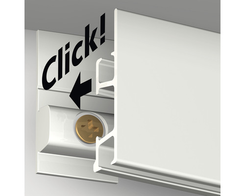 Detailaufnahme eines Profils mit Klickmechanismus zur Befestigung