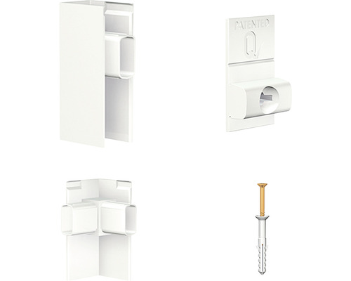 Installationsset für Sockelleistenbefestigung mit Befestigungsclips und Schrauben