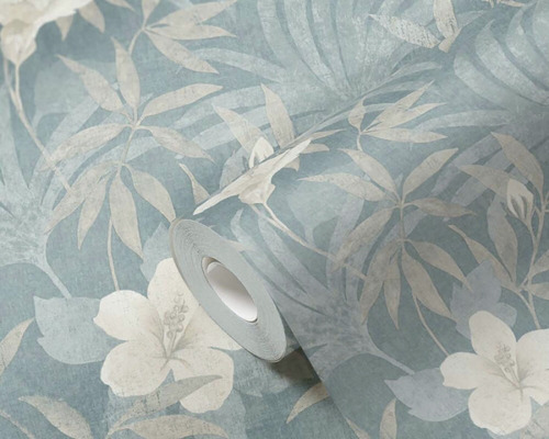 Tapetenrolle mit Blätter- und Blütenmuster