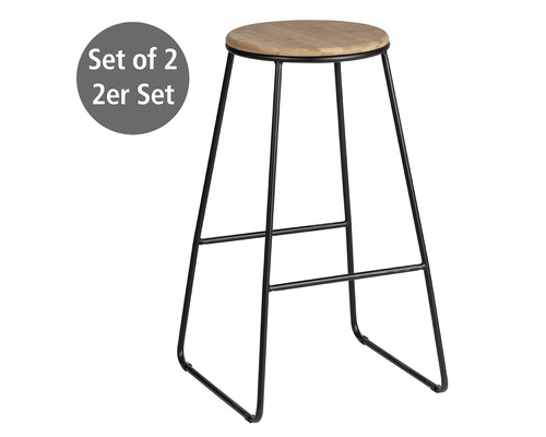 Barhocker Set aus Metall mit Sitzfläche aus Holz