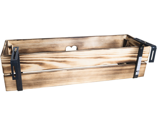 Holzkasten mit Herz-Ausschnitt und Metallaufhängung