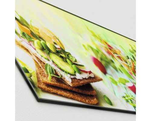 Dekorative Glasplatte mit Lebensmittelmotiv