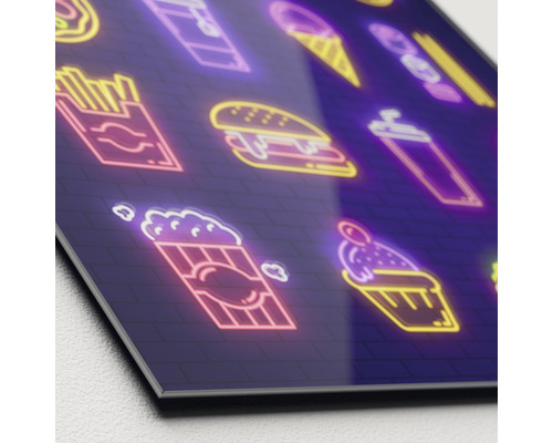 Dekoratives Bild mit Neon-Fast-Food-Motiven