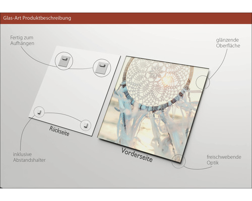 Glasbild mit Aufhängung und Abstandshalter inklusive