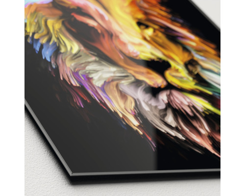 Nahaufnahme eines Acrylglasbildes mit abstraktem Farbmuster