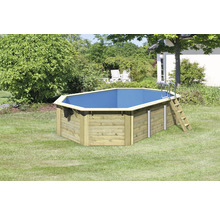 Aufstellpool Holzpool-Set Karibu Nixe 4 achteckig Ø 632,5x121,1 cm inkl. Sandfilteranlage, Einhängeleiter und Breitmaulskimmer mit Rücklaufdüse