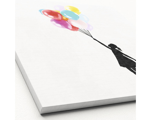 Dekorative Leinwand mit Mädchensilhouette und bunten Ballons