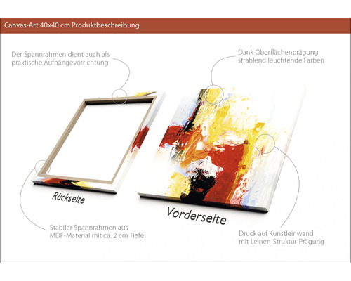 40x40 cm Leinwandbild mit MDF Rahmen und Aufhängevorrichtung