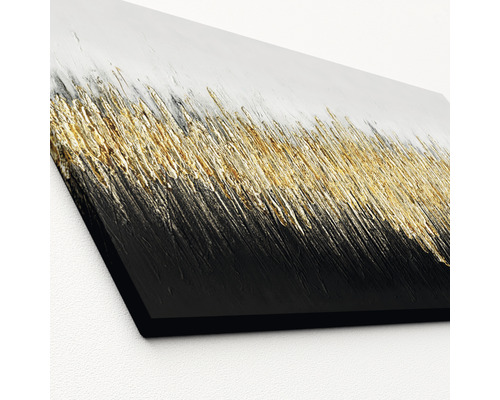 Abstraktes Gemälde in Gold, Schwarz und Weiß als Wanddekoration