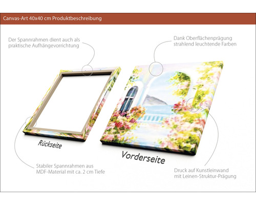 Leinwandbild 40x40 cm mit Keilrahmen und Aufhängevorrichtung