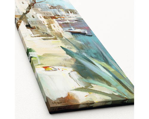 Gemaltes Hafenmotiv auf Leinwand