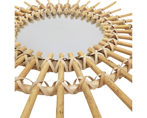 Runder Spiegel mit Rahmen aus Rattan