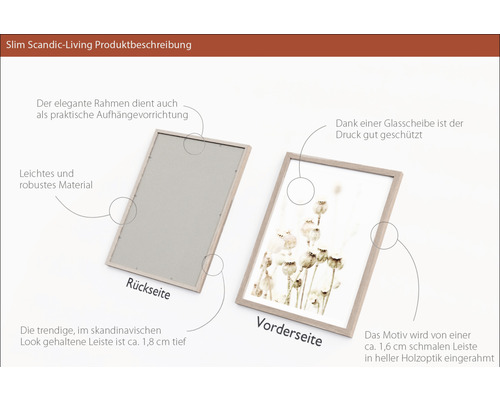 Bilderrahmen mit skandinavischem Design, Vorder- und Rückseite