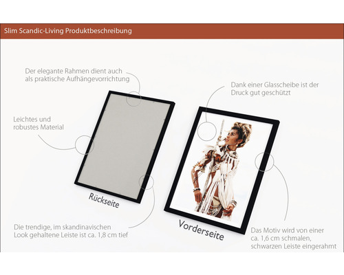Bilderrahmen mit schwarzem Rahmen Vorder- und Rückansicht