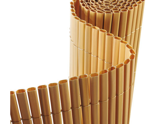 Sichtschutzmatte Konsta PVC ovalförmig 3 x 1,5 m bambusoptik Bambusmatte aufgerollt für den Gartenzaun