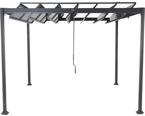 Pavillon mit Lamellendach und Kurbelmechanismus