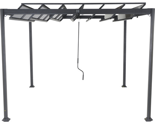 Metallpavillon mit Lamellendach und Kurbelbedienung für den Garten